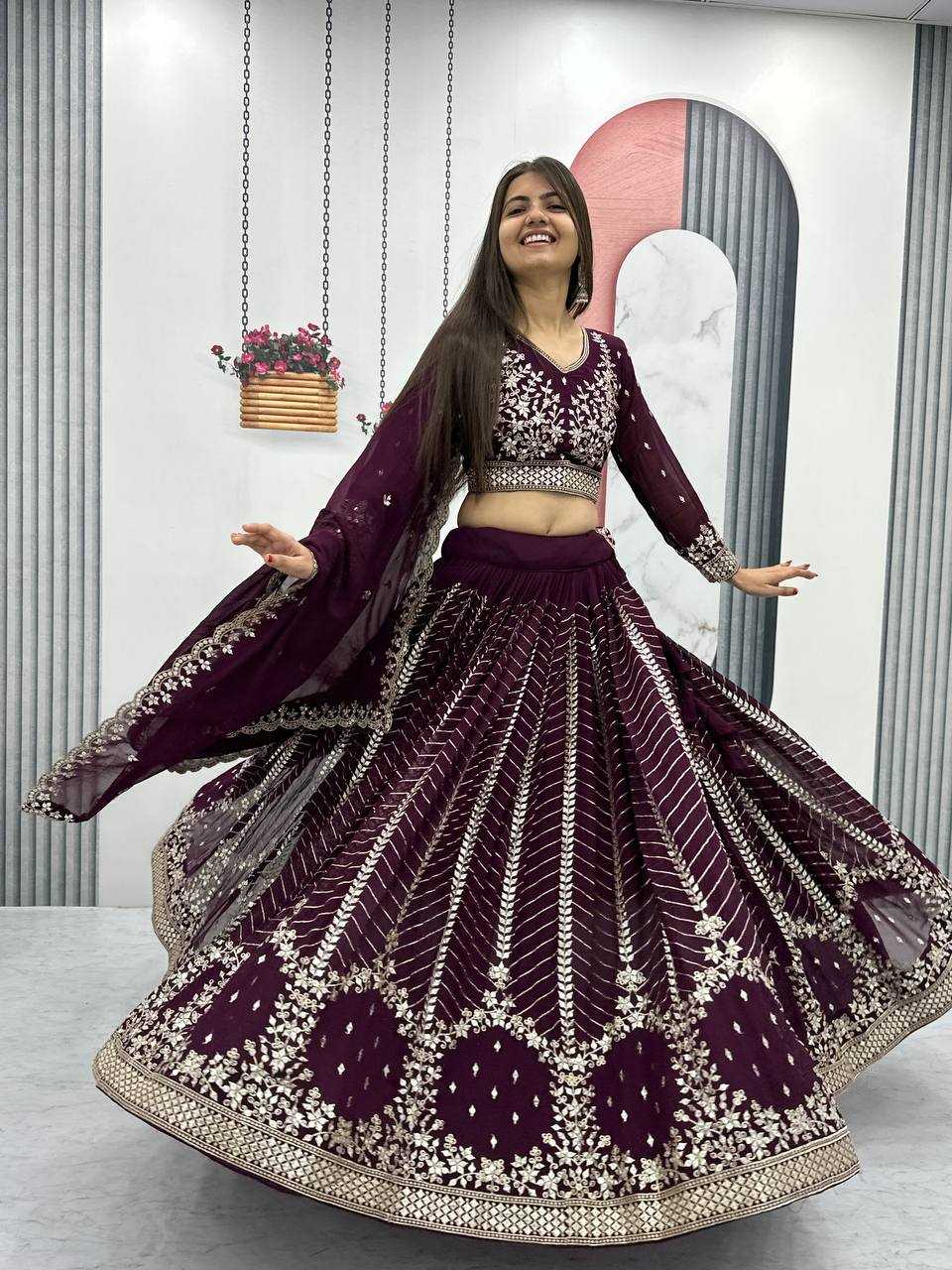 Georgette Kesh119 020 Lehengas  Wedding Sequins Fancy Lehengas