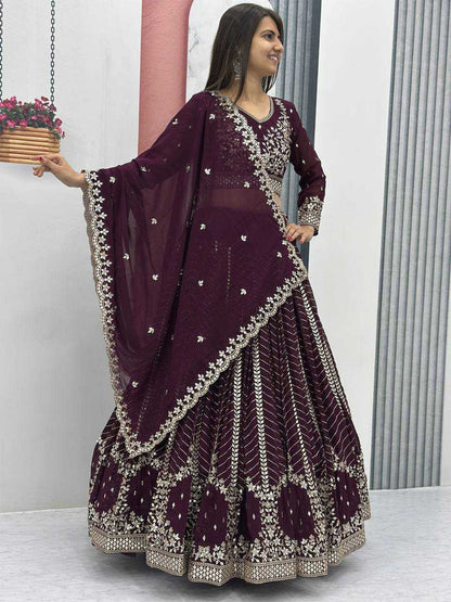 Georgette Kesh119 020 Lehengas  Wedding Sequins Fancy Lehengas