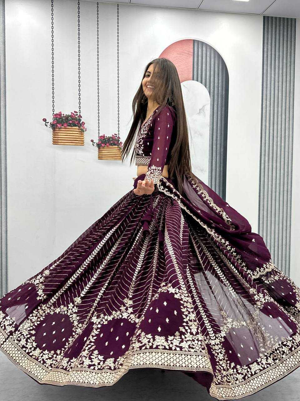 Georgette Kesh119 020 Lehengas  Wedding Sequins Fancy Lehengas