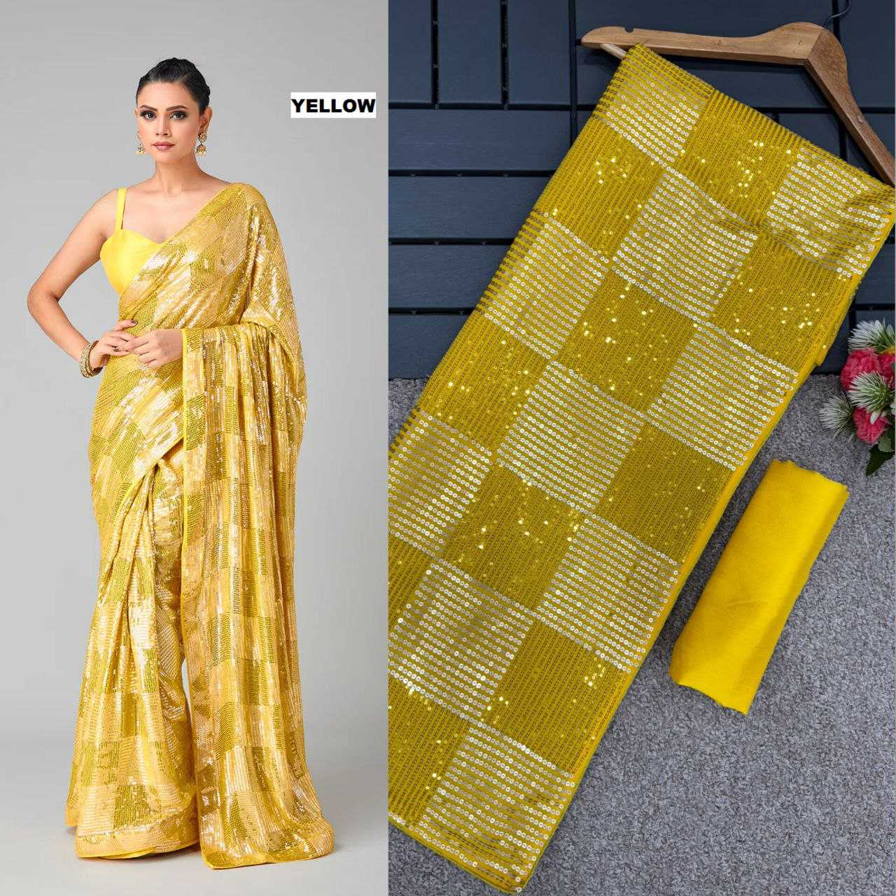 Georgette Kesh130 3426 Sarees  Party Wear Georgette Sequence Fancy Sarees