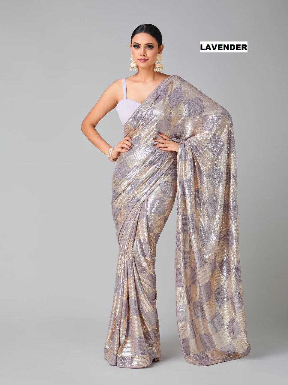 Georgette Kesh130 3426 Sarees  Party Wear Georgette Sequence Fancy Sarees