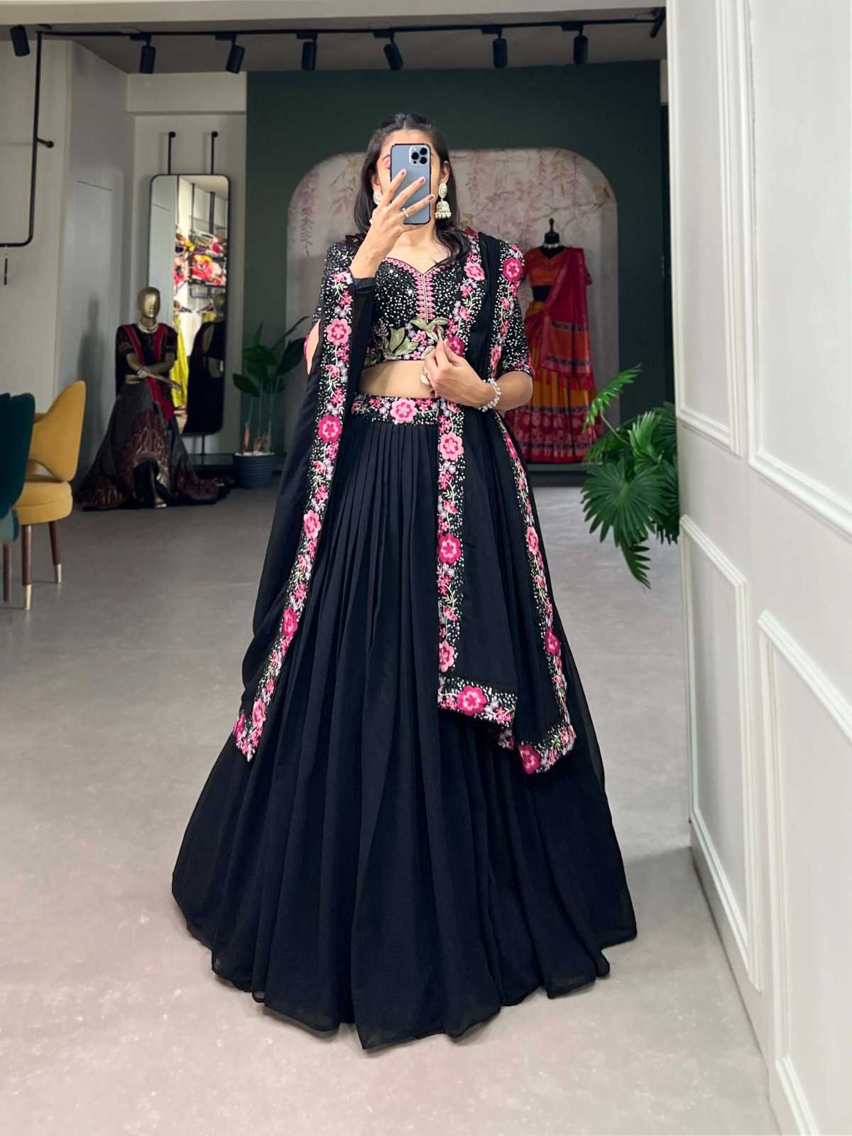 Georgette Kesh134 1403 Lehengas  Fancy Embroidered Lehengas