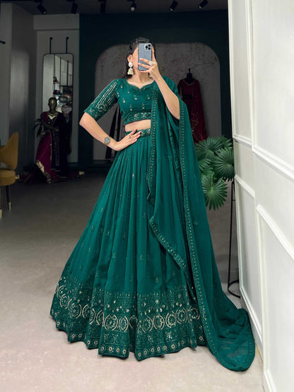 Georgette Kesh134 1408 Lehengas  Embroidered Georgettte Lehenga With Dupatta Lehenga With Blouse