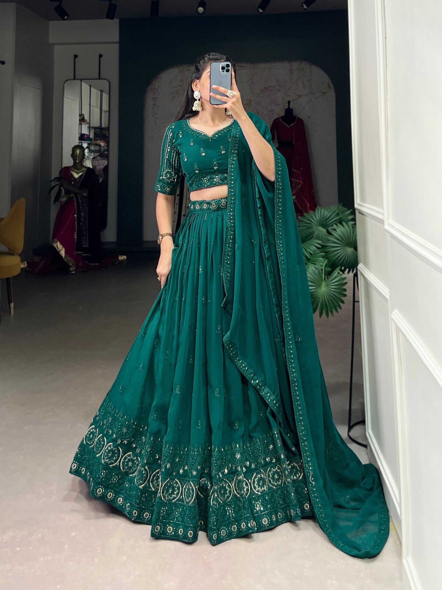 Georgette Kesh134 1408 Lehengas  Embroidered Georgettte Lehenga With Dupatta Lehenga With Blouse