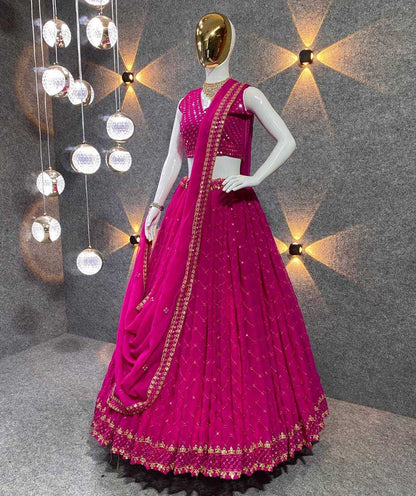 Georgette Kesh143 352 Lehengas  Embroidery Traditional Lehengas