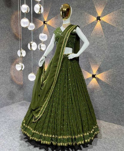 Georgette Kesh143 352 Lehengas  Embroidery Traditional Lehengas