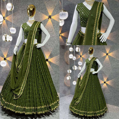 Georgette Kesh143 352 Lehengas  Embroidery Traditional Lehengas