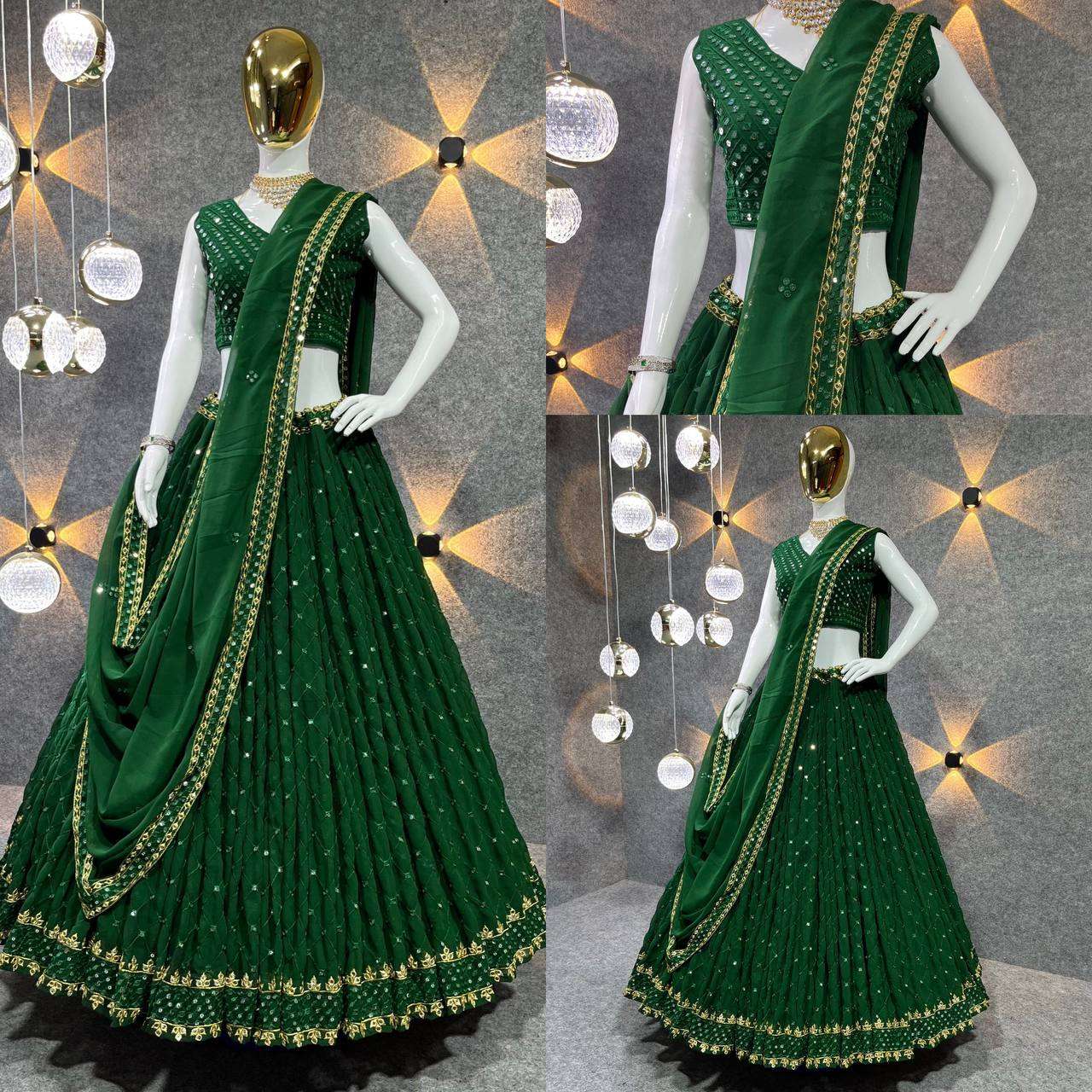 Georgette Kesh143 352 Lehengas  Embroidery Traditional Lehengas