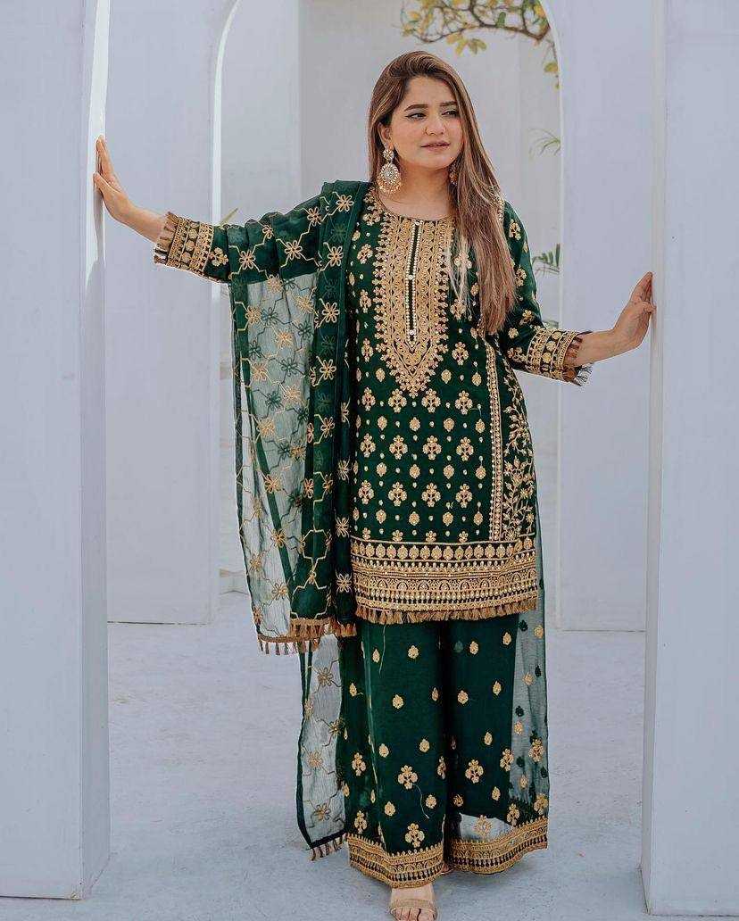 Georgette Kesh149 1213 Suits & Dresses  Pakistani Embroidery Palazzo Georgette Ladies Silk Suits