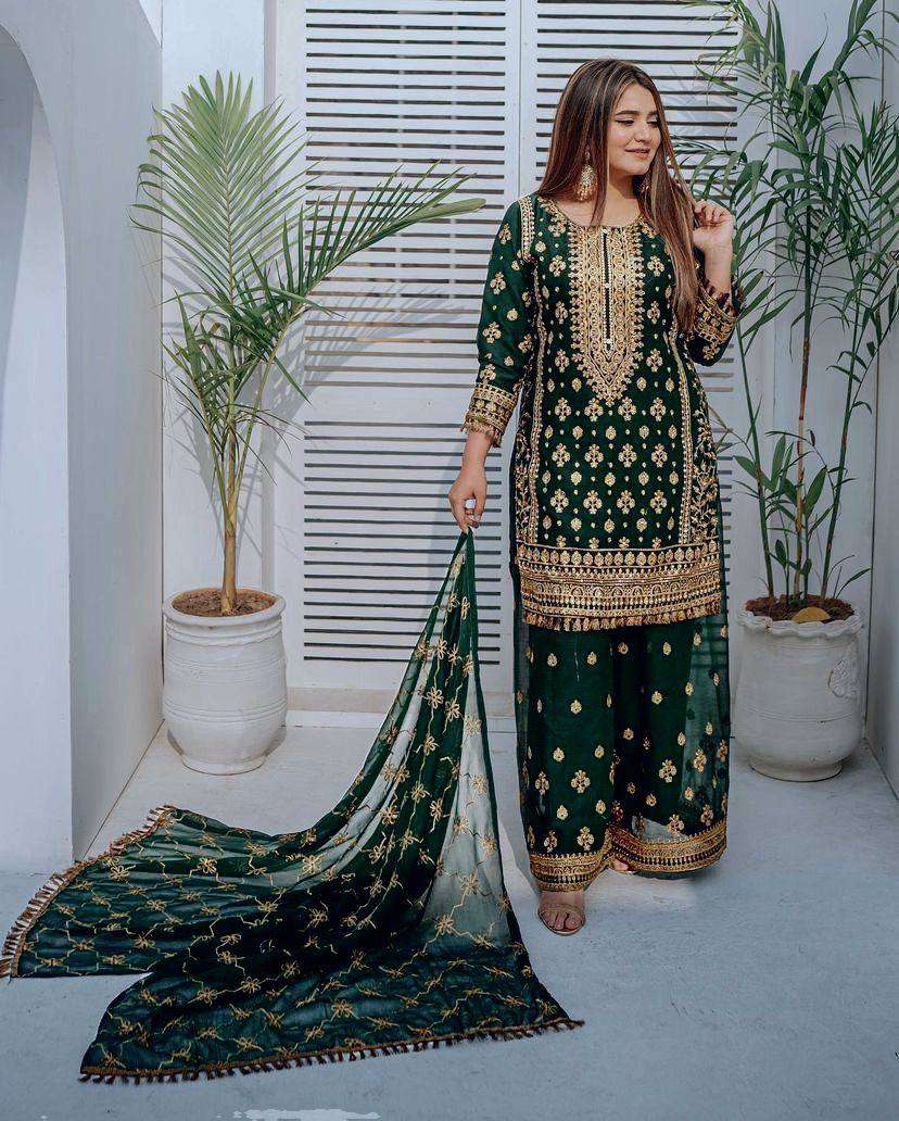 Georgette Kesh149 1213 Suits & Dresses  Pakistani Embroidery Palazzo Georgette Ladies Silk Suits