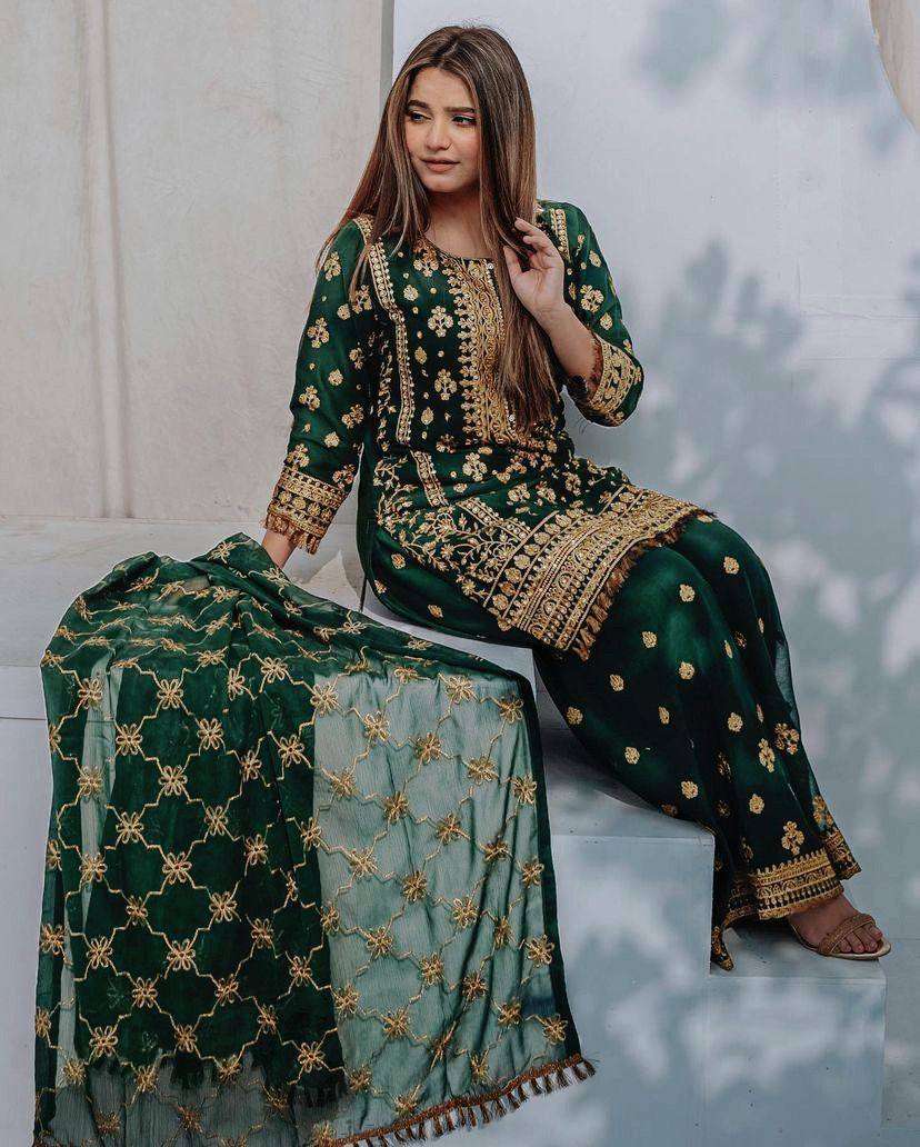 Georgette Kesh149 1213 Suits & Dresses  Pakistani Embroidery Palazzo Georgette Ladies Silk Suits