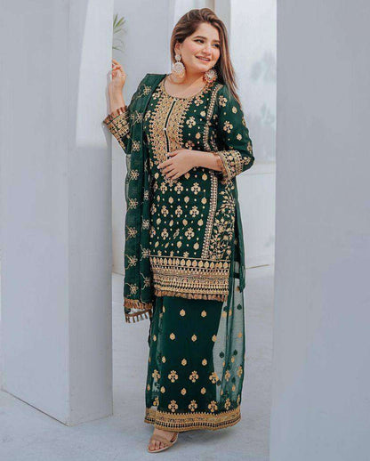 Georgette Kesh149 1213 Suits & Dresses  Pakistani Embroidery Palazzo Georgette Ladies Silk Suits