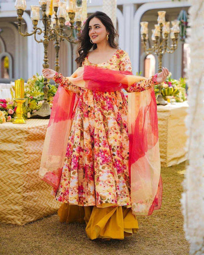 Georgette Kesh149 1222 Gowns  Printed Fancy Anarkali Long Georgette Gowns