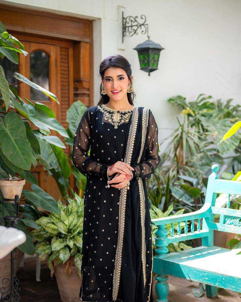 Georgette Kesh149 1225 Suits & Dresses  Ladies Embroidery Georgette Party Wear Suits