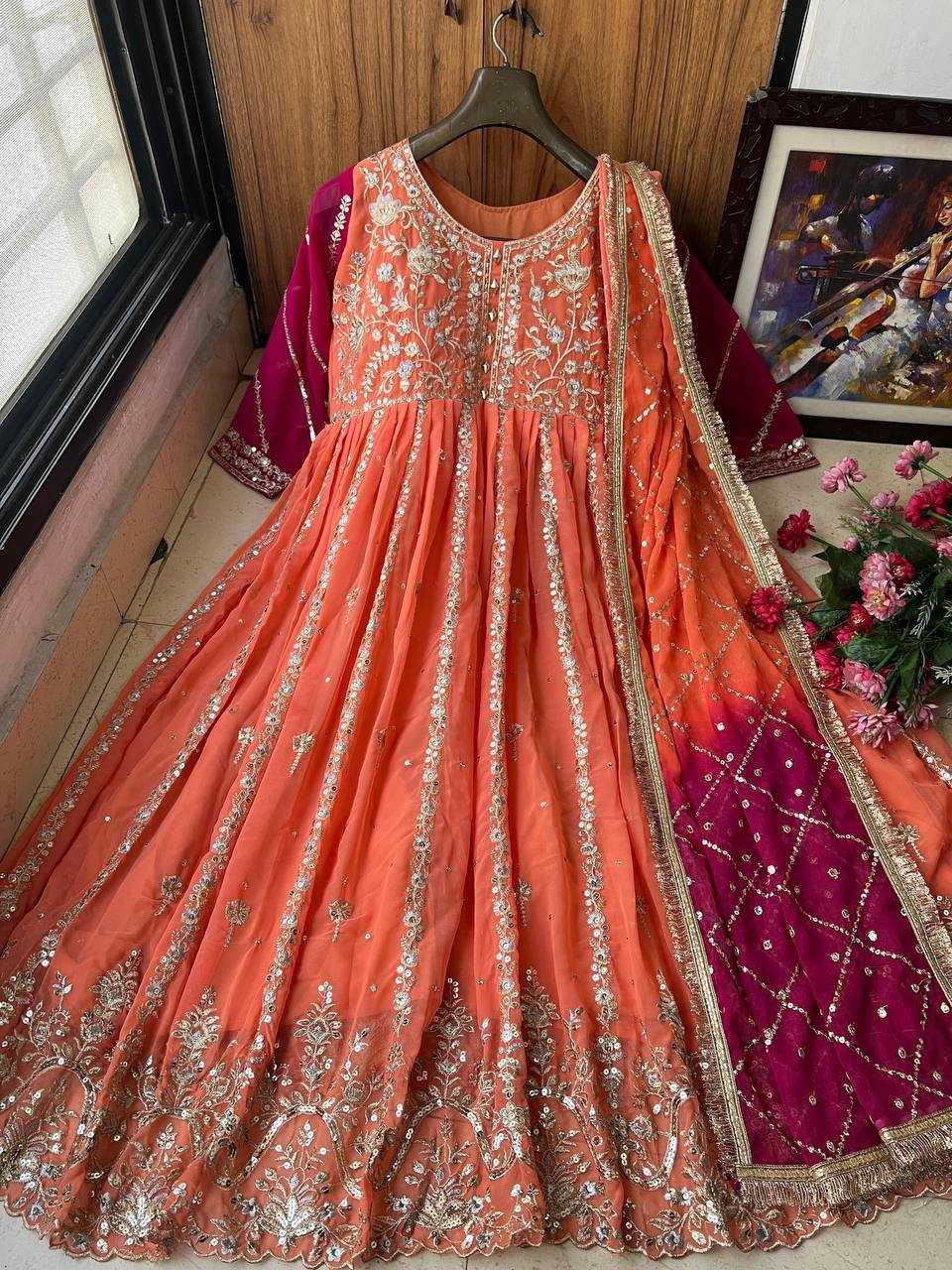 Georgette Kesh149 1238 Gowns  Georgette Embroidered Anarkali Long Gowns