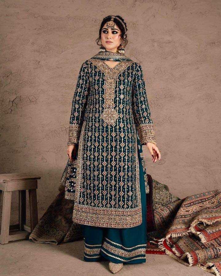 Georgette Kesh149 1287 Suits & Dresses Islamic Clothing  Pakistani Georgette Embroidery Palazzo Suits