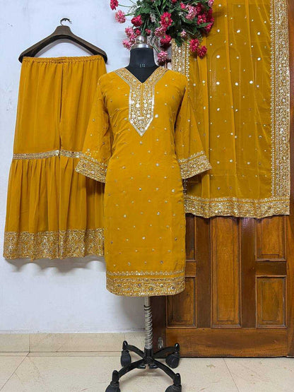 Georgette Kesh149 1303 Suits & Dresses Islamic Clothing  Sharara Salwar Pakistani Embroidery Georgette Suits