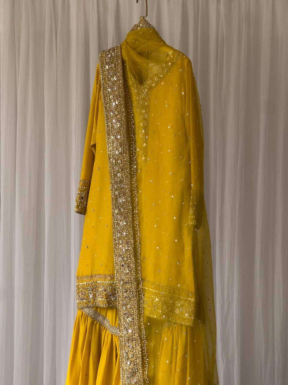 Georgette Kesh149 1303 Suits & Dresses Islamic Clothing  Sharara Salwar Pakistani Embroidery Georgette Suits