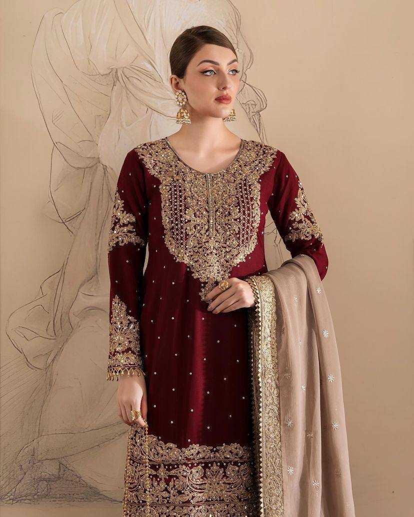 Georgette Kesh149 1313 Suits & Dresses Islamic Clothing  Sharara Salwar Pakistani Embroidery Georgette Wedding Suits