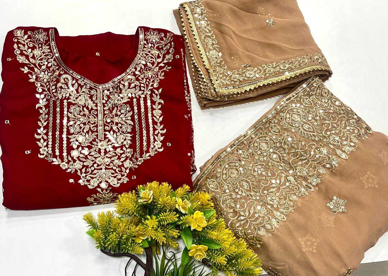 Georgette Kesh149 1313 Suits & Dresses Islamic Clothing  Sharara Salwar Pakistani Embroidery Georgette Wedding Suits