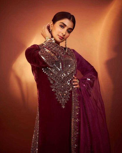 Georgette Kesh151 1317 Suits & Dresses Islamic Clothing  Georgette Embroidered Ladies Silk Pakistani Velvet Suits