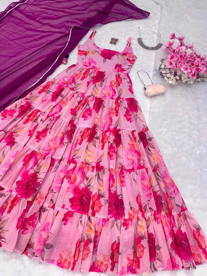 Georgette Kesh154 224 Gowns  Printed Anarkali Long Georgette Gowns