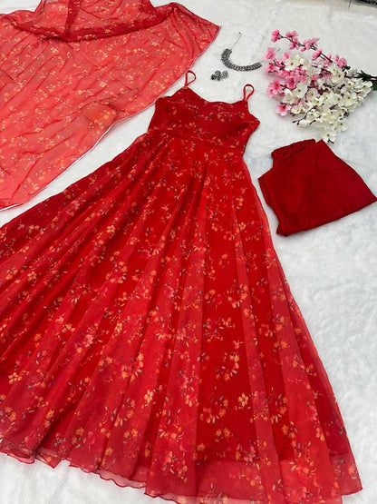 Georgette Kesh154 243 Gowns  Printed Anarkali Long Georgette Gowns