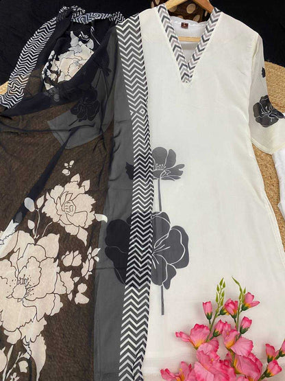 Georgette Kesh164 G75 Suits & Dresses  Georgette Printed Long Kurti Black Salwar Suits Manufacture