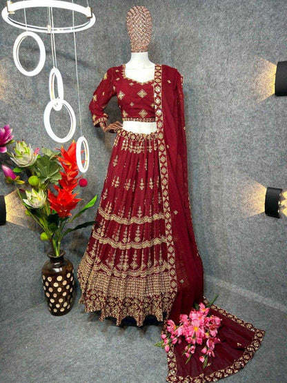 Georgette Kesh164 L16 Lehengas  Desigenr Georgette Wedding Embroidered Wedding Outfits Lehengas