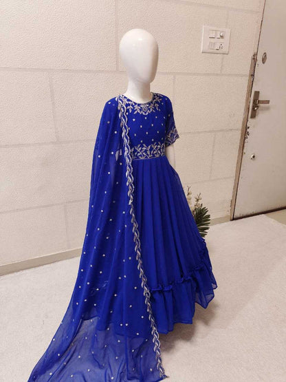 Georgette Kesh168 Mnt19 Kids Wear  Kids Gowns Kids Ethnic Gowns Kids Traditional Wear Kids Festive Wear