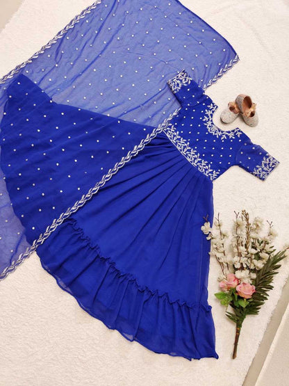 Georgette Kesh168 Mnt19 Kids Wear  Kids Gowns Kids Ethnic Gowns Kids Traditional Wear Kids Festive Wear