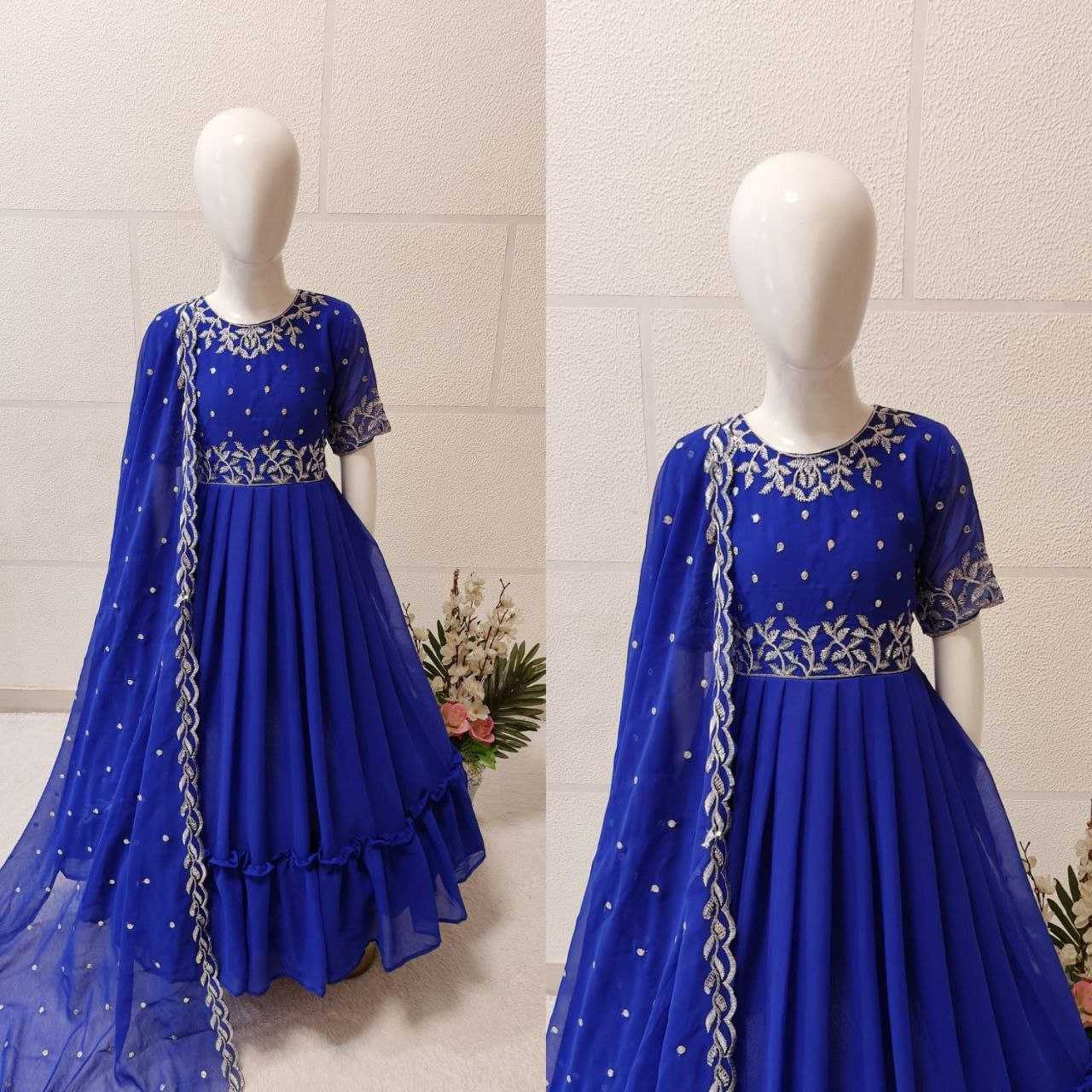 Georgette Kesh168 Mnt19 Kids Wear  Kids Gowns Kids Ethnic Gowns Kids Traditional Wear Kids Festive Wear