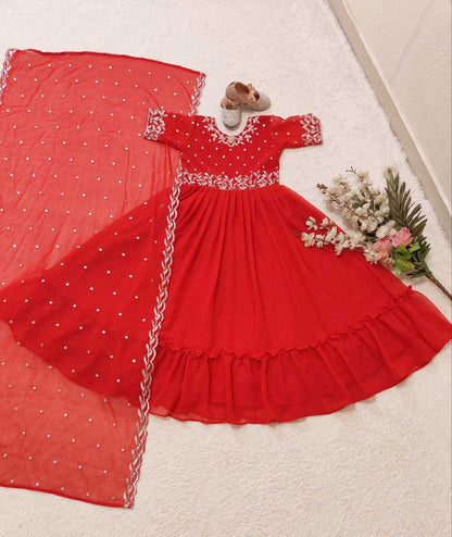 Georgette Kesh168 Mnt19 Kids Wear  Kids Gowns Kids Ethnic Gowns Kids Traditional Wear Kids Festive Wear