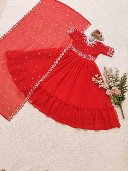 Georgette Kesh168 Mnt19 Kids Wear  Kids Gowns Kids Ethnic Gowns Kids Traditional Wear Kids Festive Wear