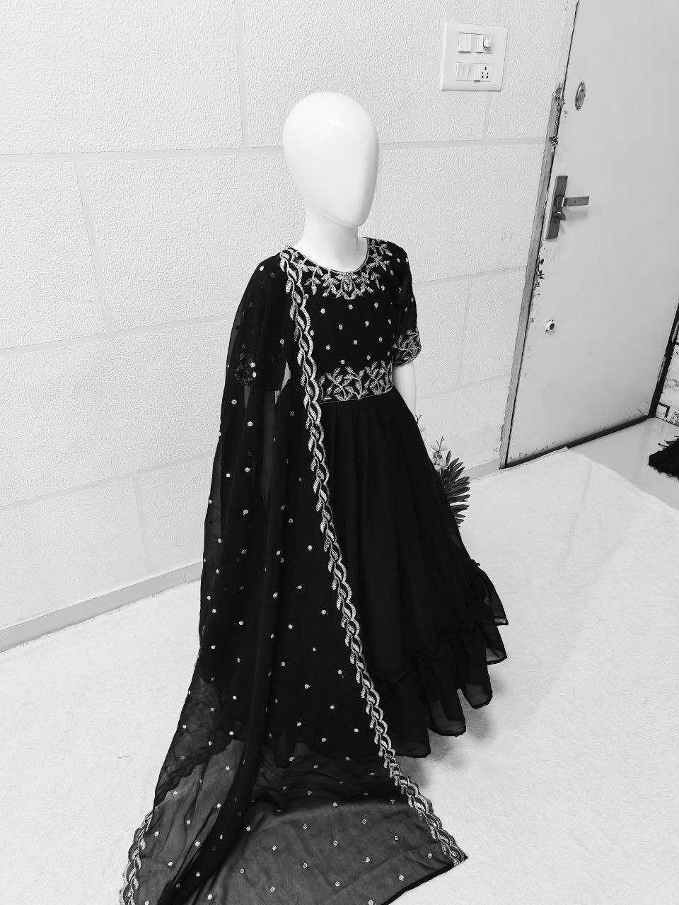 Georgette Kesh168 Mnt19 Kids Wear  Kids Gowns Kids Ethnic Gowns Kids Traditional Wear Kids Festive Wear