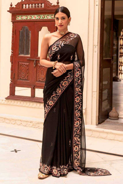 Georgette Kesh169 1270 Sarees  Party Wear Georgette Embroidered Sequins Work Sarees