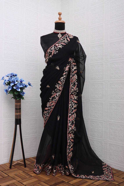 Georgette Kesh169 1270 Sarees  Party Wear Georgette Embroidered Sequins Work Sarees