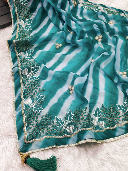 Georgette Kesh169 1280  Printed Georgette Work Embroidered Sarees