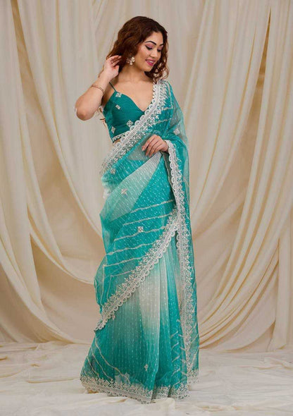 Georgette Kesh188 9126 Sarees  Fancy Georgette Half And Half Embroidered Cutwork Sarees