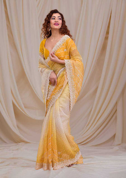 Georgette Kesh188 9126 Sarees  Fancy Georgette Half And Half Embroidered Cutwork Sarees