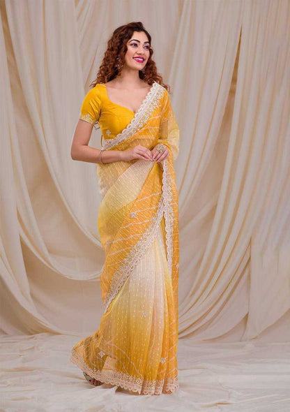 Georgette Kesh188 9126 Sarees  Fancy Georgette Half And Half Embroidered Cutwork Sarees