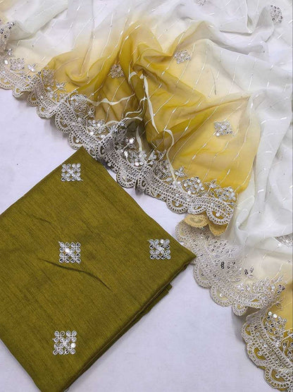 Georgette Kesh188 9126 Sarees  Fancy Georgette Half And Half Embroidered Cutwork Sarees