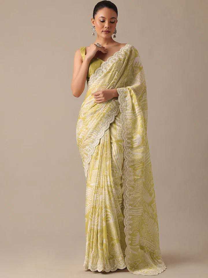 Georgette Kesh188 9129 Sarees  Printed Georgette Sequence Cutwork Silk Sarees