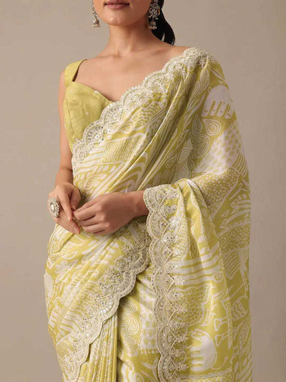 Georgette Kesh188 9129 Sarees  Printed Georgette Sequence Cutwork Silk Sarees