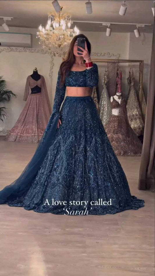 Georgette Kesh188 9130 Lehengas  Embroidered Georgette Lehenga For Rngagement Blue Lehengas