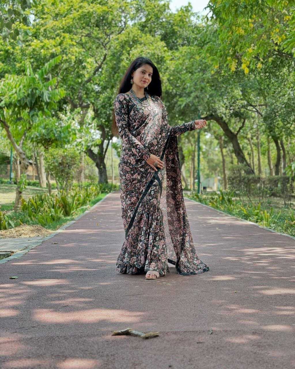 Georgette Kesh188 9191 Sarees  Printed Fancy Georgette Saree Gowns