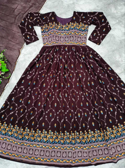 Georgette Kesh188 9214 Gowns  Printed Anarkali Long Georgette Full Sleeve Gowns