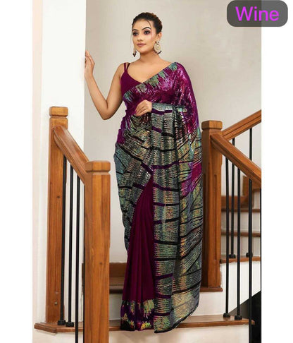 Georgette Kesh199 818 Sarees  Party Wear Georgette Sequence Fancy Sarees