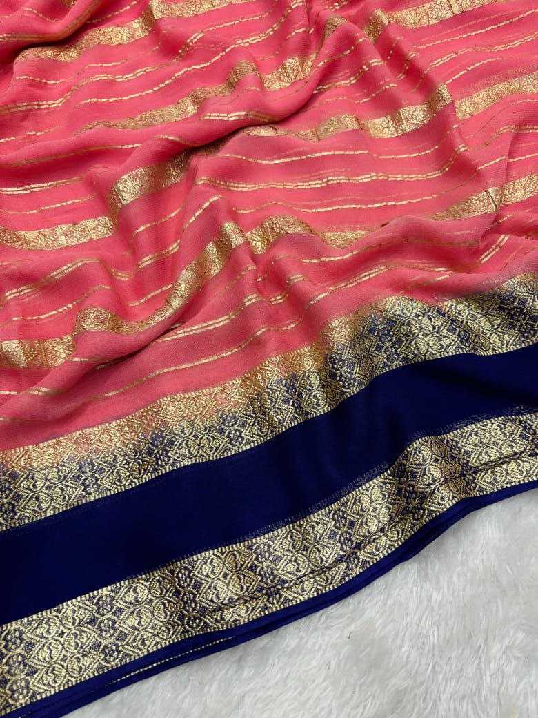 Georgette Kesh202 Aks07 Sarees  Georgette Ladies Viscose Zari Sarees