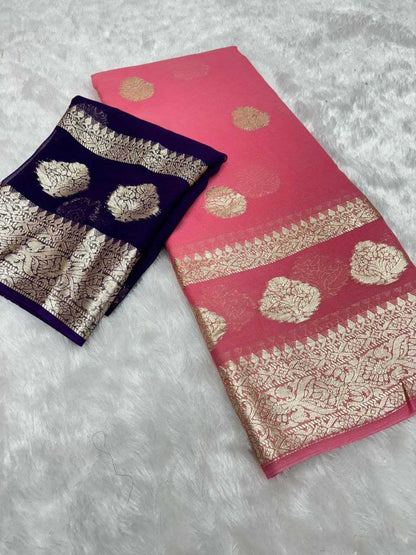 Georgette Kesh202 Aks27 Sarees  Georgette Butta Viscose Zari Sarees